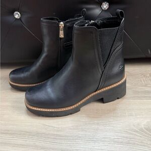 Naturalizer Black Ankle Booties with Tan Sole